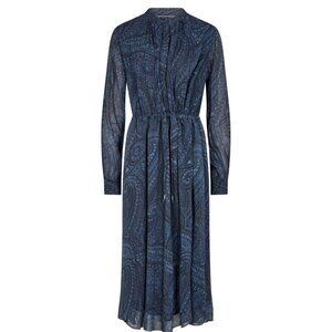 Mos Mosh Hania Paisley Dress Salute Navy XL Extra Large Long Sleeve NEW